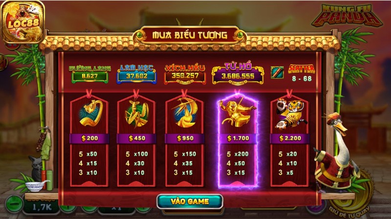 Lý do game Kungfu Panda LOC88 được người chơi ưa chuộng